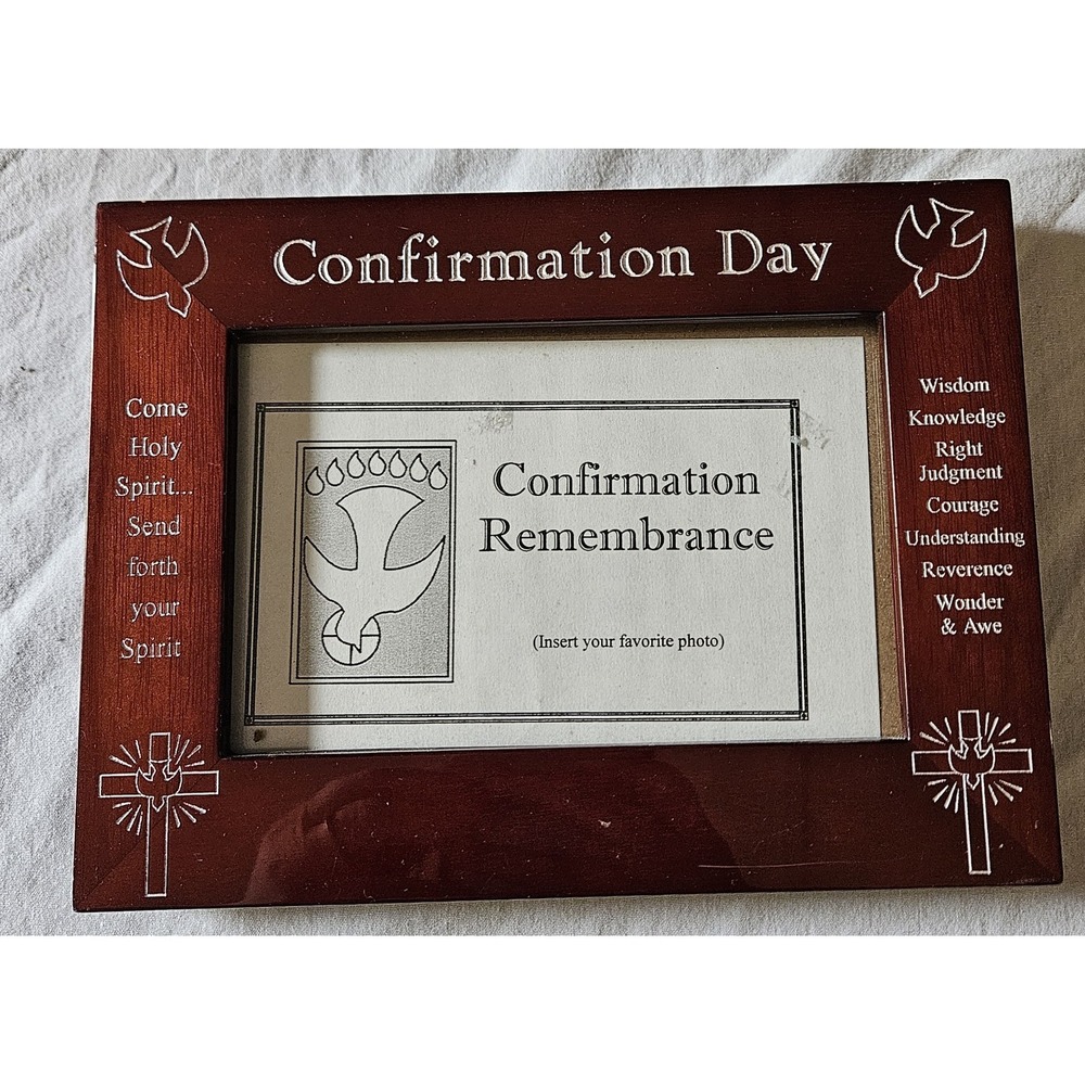 Confirmation Day Religious Photo Frame Holy Spirit Dove Cross Christian Keepsake